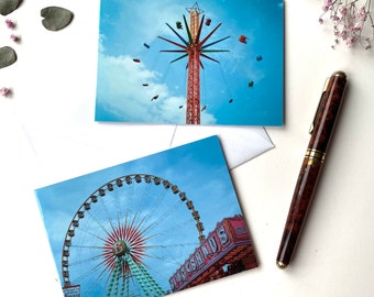 Fair carousel spring summer set of 2 greeting card photo - folding card with envelope