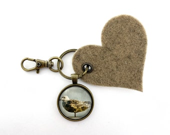 Seagull Sylt photo beach chair keychain cabochon and heart pendant gift