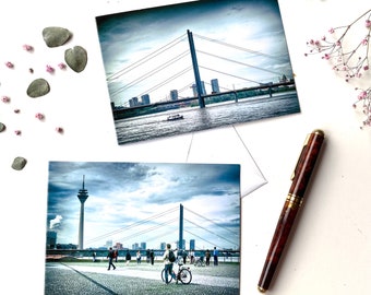 Düsseldorf Rheinufer TV Tower - Set of 2 folding cards with envelope - Format C6