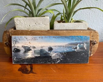 Iceland Glacier Wooden Shield - Upcycling Wine Box Board Wood Print