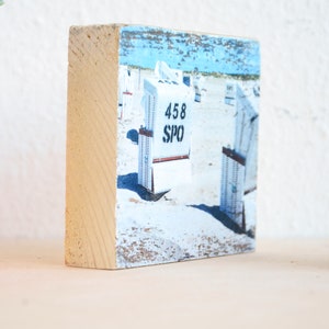 Sankt Peter Ording beach chair upcycling old wooden beams, photo on wood, unique piece image 2