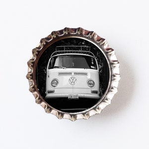 Oldtimer Bus Kronkorken Magnet  Kühlschrankmagnet vintage retro Hippie