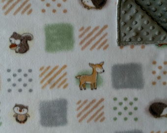 Woodland animal baby blanket