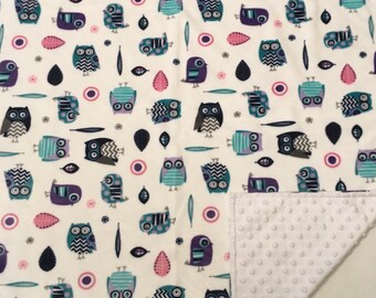 Owl baby blanket set