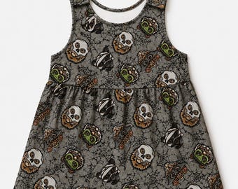 Halloween Toddler Dress | Organic Cotton Girls Dress | Handmade Grey Baby Dress | Galaxy Print Outfit | Birthday Gift | 0-4 Years