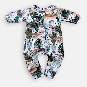 Safari baby romper, toddler elephant romper, baby boy romper, unisex baby clothes, baby girl gift, long sleeved romper,giraffe new baby gift