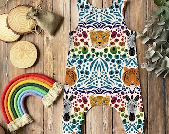 Leopard Romper, Tiger Romper, Safari Baby Gift, Organic Baby