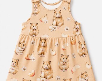 Baby Girl Lemon Pinafore Dress, Organic Cotton Toddler Summer Outfit