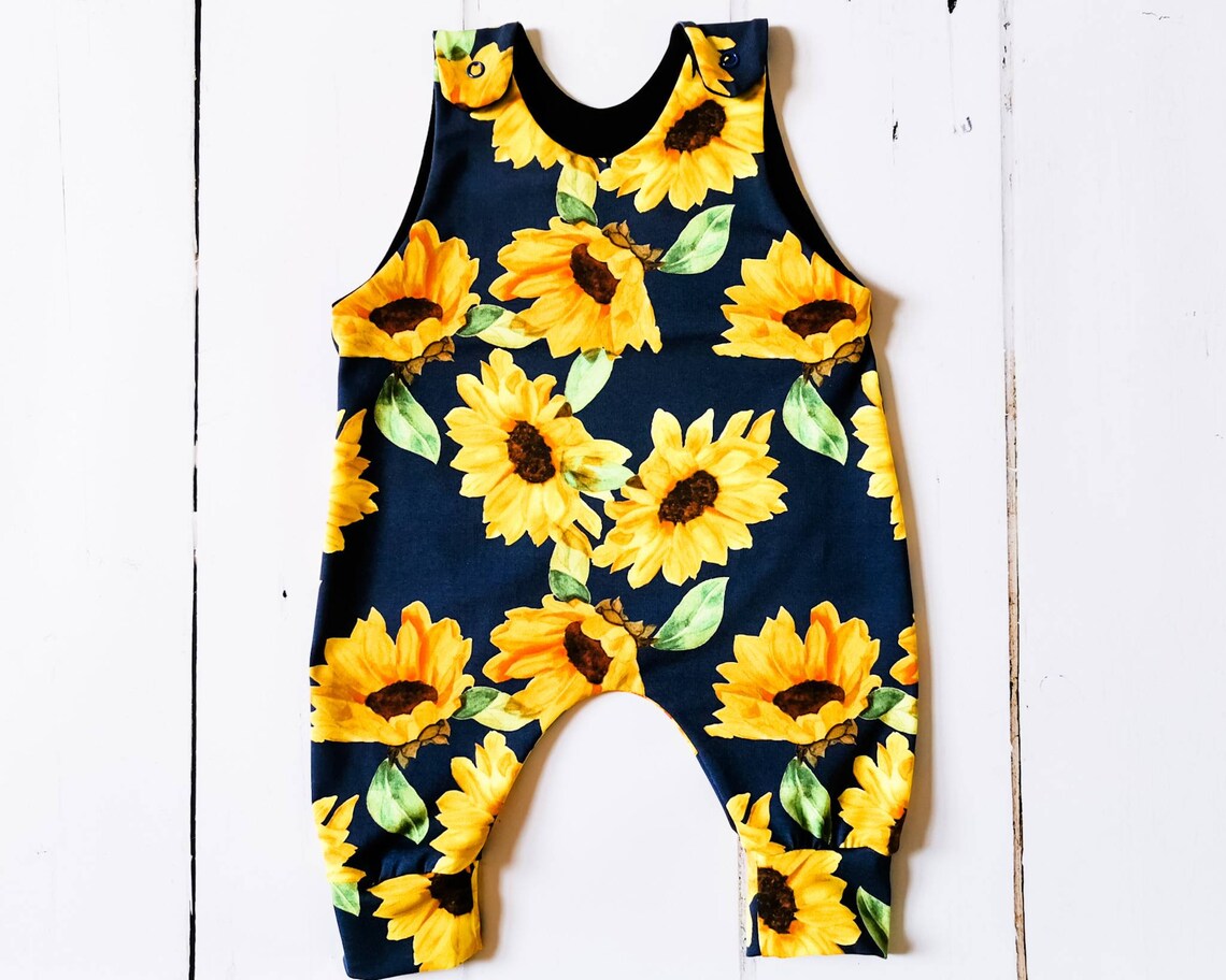 Sunflower toddler romper baby girl romper toddler Etsy