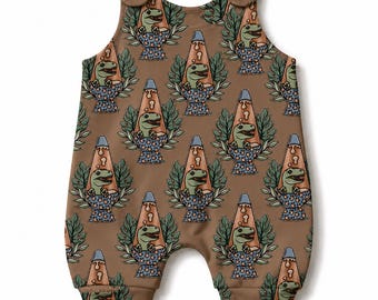 Dinosaur Print Baby Romper, toddler Dungarees, Organic baby clothes