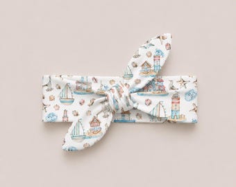 Beach baby headband, knotted headband, lighthouse gift, baby girl clothes, baby girl gift, new baby gift, baby shower, coming home