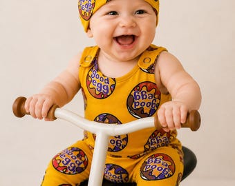 Baby boy clothes, yellow romper, Good Egg toddler romper, baby dungarees, baby girl romper, baby shower gift, baby girl outfit