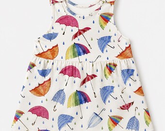 Girl pinafore dress, baby girl clothes, umbrella toddler dress, baby shower gift, autumn girl outfit, baby girl gift, girl summer dress