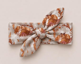 Fox baby headband, knotted headband, woodland animal gift, baby girl clothes, baby girl gift, new baby gift, baby shower, coming home