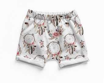 Boho summer shorts, kids summer outfit, dreamcatcher baby shorts, baby girl clothes, toddler shorts, baby girl gift, gender neutral baby