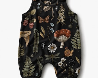 Woodland romper, winter outfit for kids, baby girl romper,  toddler dungarees, baby boy clothes, unisex baby gift, Christmas gift