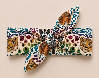 Safari baby headband, knotted headband, leopard gift, baby girl clothes, baby girl gift, new baby gift, baby shower, coming home