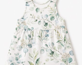White dress, baby pinafore dress, organic baby clothes, baby girl clothes, baby shower gift, toddler dress, baby girl outfit