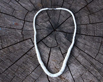 18" / 190 Milky White Moon Clam Ocean Shell Heishi trade beads, Fair Trade Jewelry Making Supplies, Natural AA Grade, Rondelle- Made in Peru