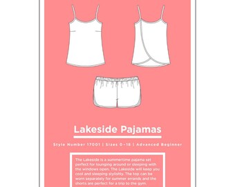 Grainline Studio : LAKESIDE Pajamas Pattern  (Sewing Pattern, Physical Copy, Studio De-stash)