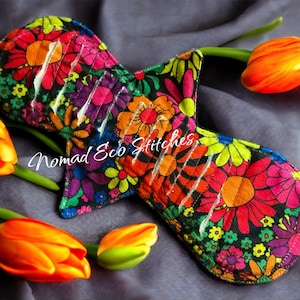 Reusable Cloth Pad- Heavy 12 inch Gusher style -stain resistant minky floral