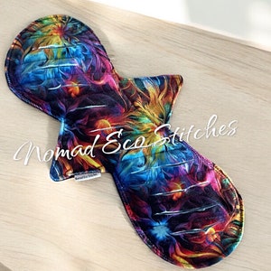 Reusable Cloth Pad- Heavy 12 inch Gusher style -stain resistant velour-brush strokes