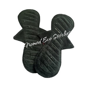Reusable Cloth Pad- Heavy 12 inch Gusher style -Black Cotton Velour