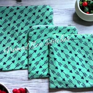Reusable Snack and Sandwich Bags-Set of 3 - Mint Arrows