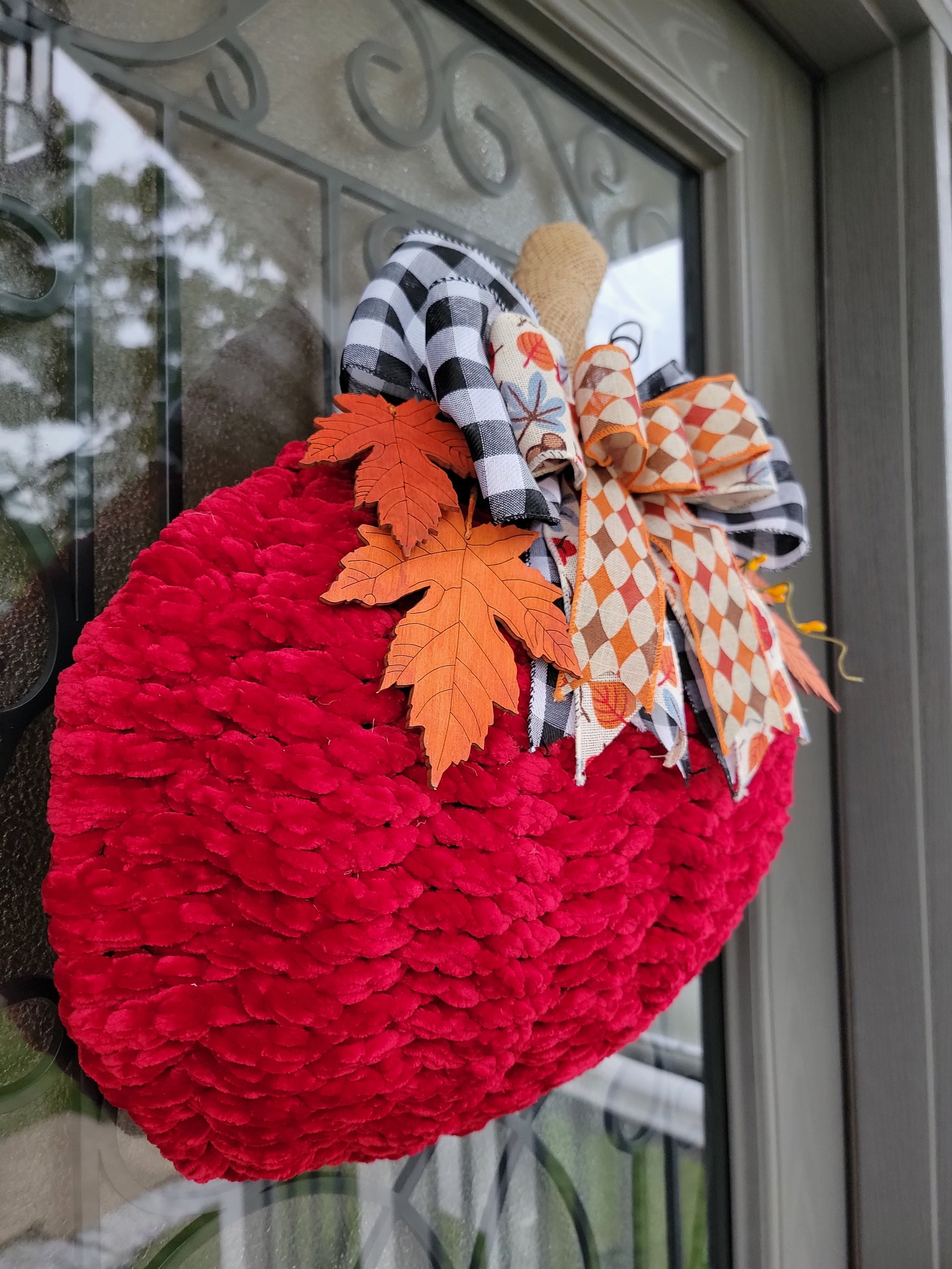 Fall Wreath, Fall Door Decor, Fall Door Hanger, Pumpkin Wreath, Pumpkin Door Decor, Yarn Wrapped
