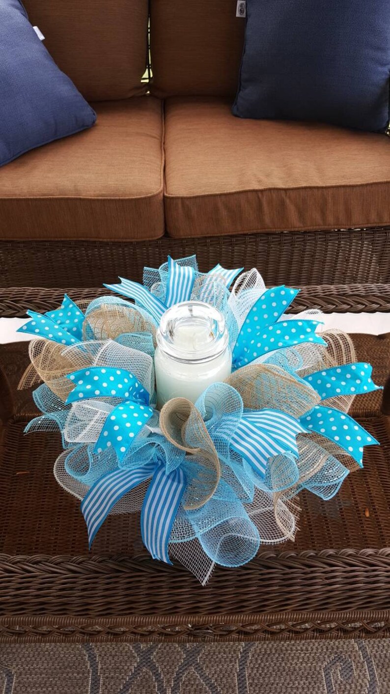 Deco Mesh Candle Holder Beach Candle Holder Coastal Candle Etsy