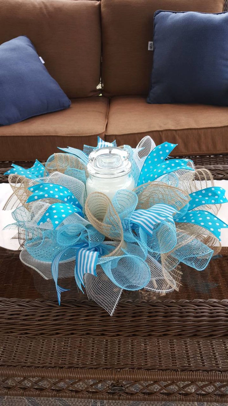 Deco Mesh Candle Holder Beach Candle Holder Coastal Candle Etsy