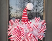 Peppermint Santa Hat Christmas Wreath: Festive Door Decor