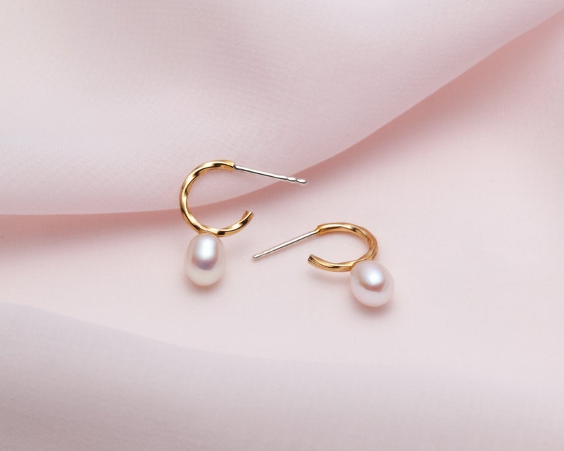 50th Birthday Gift for Women Girlfriend Gift, Baroque Pearl Earrings Gold Circle Earrings Freshwater Pearl Earrings