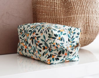 Makeup Bag - Sage Citrus, cosmetic bag, toiletry bag, travel bag, canvas makeup bag