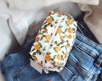 Mini Makeup Bag - Clementine, cosmetic bag, toiletry bag, travel bag, canvas makeup bag