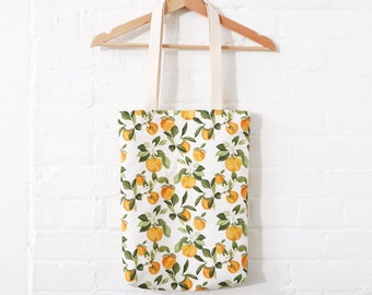 Tote Bag - Clementine, lightweight canvas tote, 15" x 13" long handle tote bag, market bag, tote bag with pocket