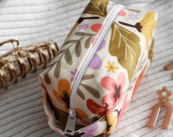 Mini Makeup Bag - Mod Floral, cosmetic bag, toiletry bag, travel bag, canvas makeup bag