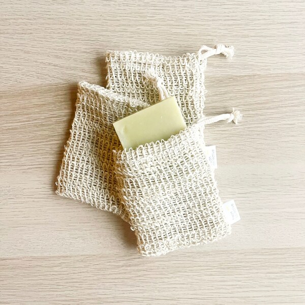 Soap Saver Bag, natural fiber loofah, zero-waste, sisal fiber, soap bag