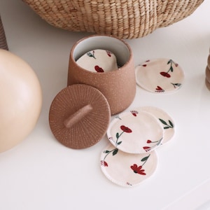 Reusable Cotton Rounds - Ditzy Blooms, 100% organic cotton, makeup remover, facial rounds, toner pads, set of 15, washable mesh bag