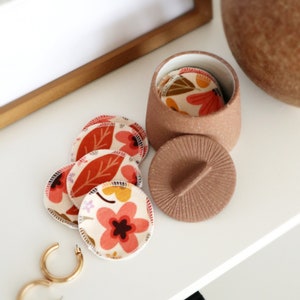 Reusable Cotton Rounds - Mod Floral, 100% organic cotton, makeup remover, facial rounds, toner pads, set of 15, washable mesh bag