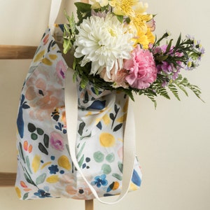 Tote Bag Sierra Florals, lightweight canvas tote, 15 x 13 long handle tote bag, market bag, tote bag with pocket image 2