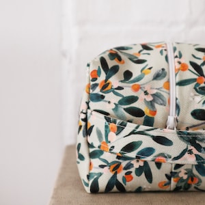 Makeup Bag Sage Citrus, cosmetic bag, toiletry bag, travel bag, canvas makeup bag image 2