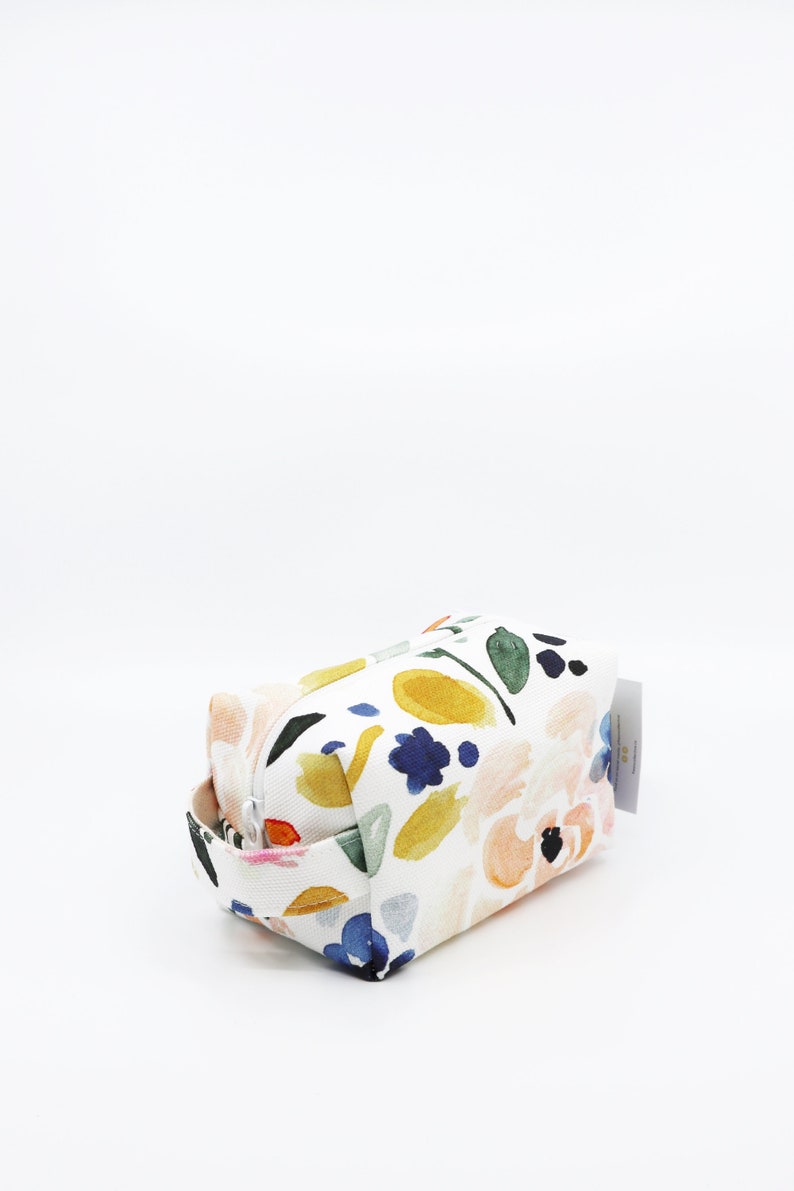 Mini Makeup Bag Sierra Florals, cosmetic bag, toiletry bag, travel bag, canvas makeup bag image 4