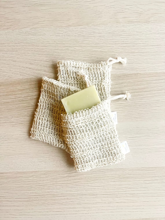 Natürliche Sisal-Seifenbeutel – Zero Waste Duschbeutel, 2 Stück, Mit Kordelzug Für Seifenstücke