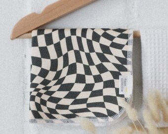 Organic Cotton Face Cloth - Black Checker, 11" x11" face cloth, wash cloth, exfoliating, bridesmaid gift, sustainable gift