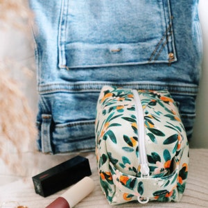 Mini Makeup Bag Sage Citrus, cosmetic bag, toiletry bag, travel bag, canvas makeup bag image 2