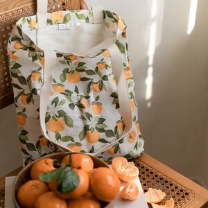 Einkaufstasche Clementine, leichte Canvas-Tasche, 15 x 13 lange Henkel-Einkaufstasche, Markttasche, Einkaufstasche mit Tasche Bild 3