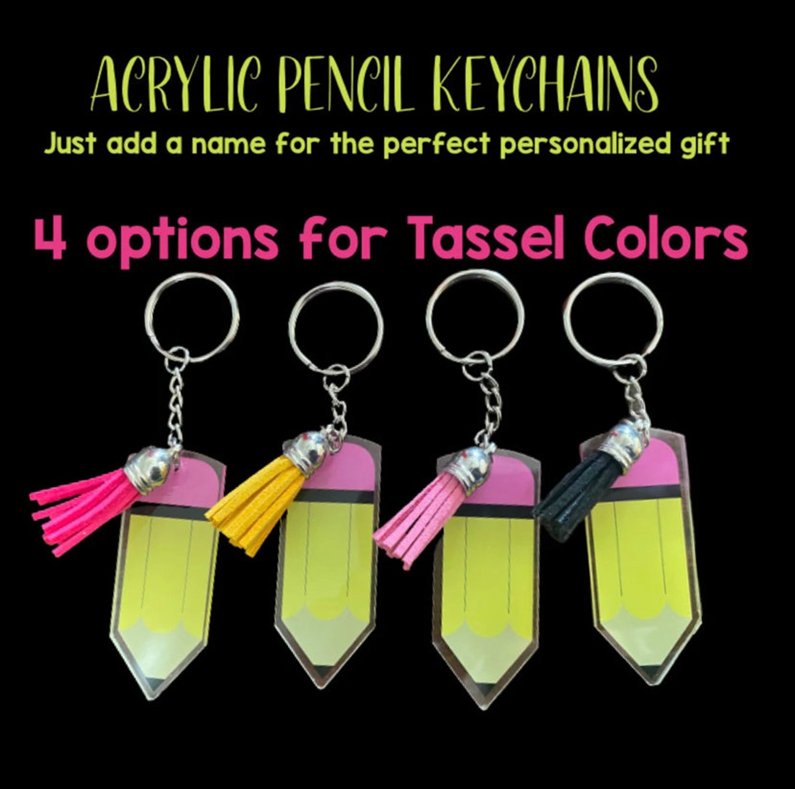 Blank Pencil Keychains With Tassels Etsy