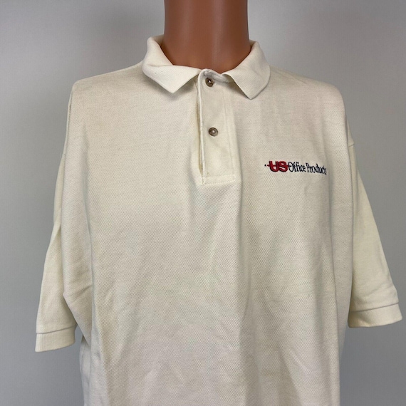 Vintage 90s US Office Products Polo Shirt Mens Size XL White Made In USA