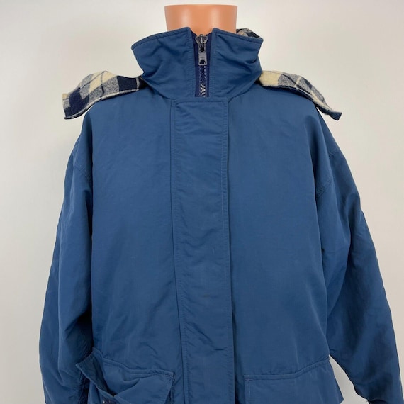 Woolrich Hooded Parka Jacket Vtg 90s Wool Plaid Line Blue Woolrich Hooded Parka Jacket Vtg 90s Wool Plaid Line Blue